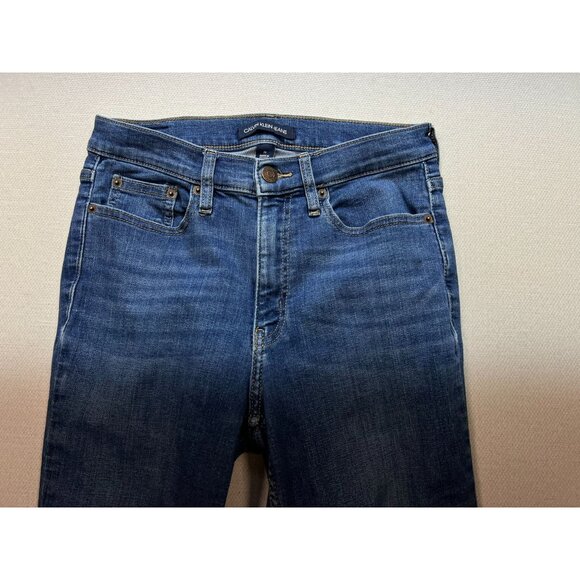Calvin Klein Women's High Rise Slim Jeans Raw Hem Stretch Size 26 Blue Denim - Picture 5 of 11
